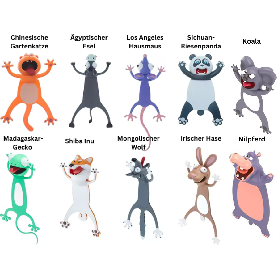 3D Lesezeichen: Lustige Tiere & Cartoon Figuren – Dein Buch wird lebendig!