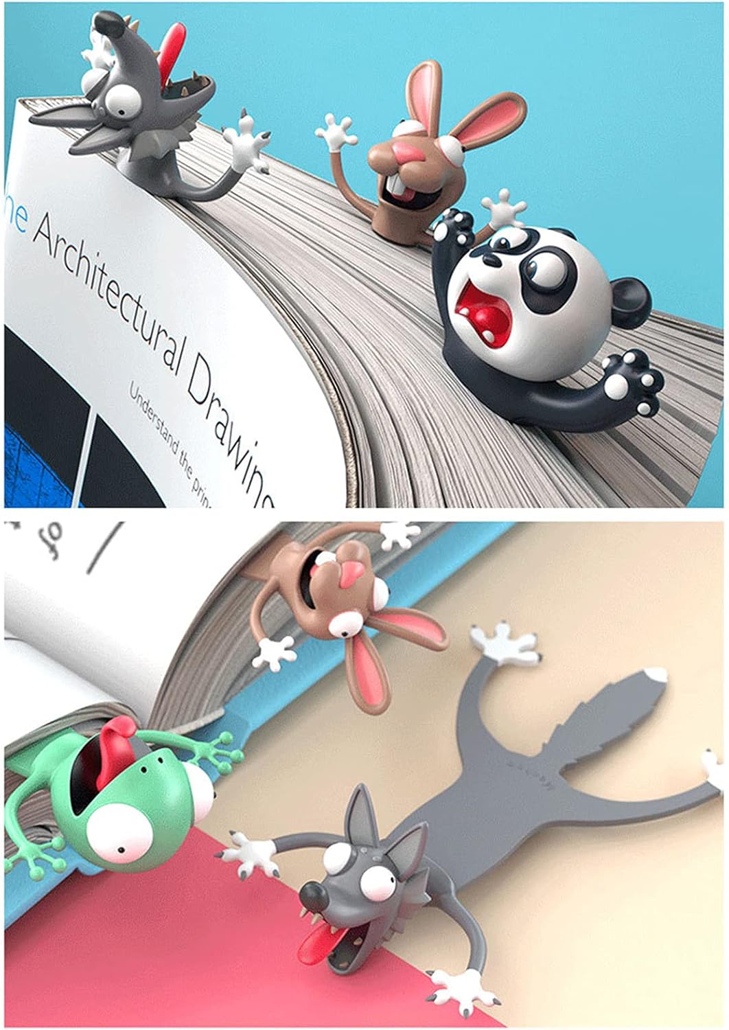 3D Lesezeichen: Lustige Tiere & Cartoon Figuren – Dein Buch wird lebendig!