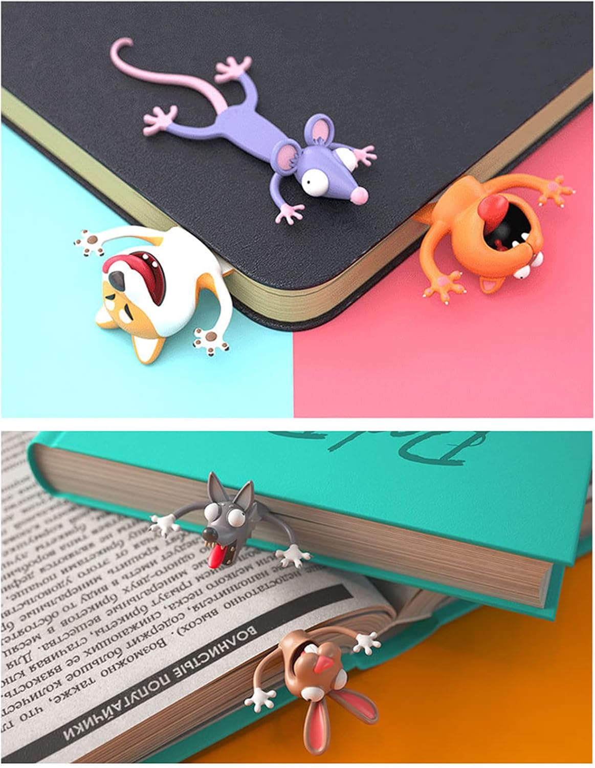 3D Lesezeichen: Lustige Tiere & Cartoon Figuren – Dein Buch wird lebendig!